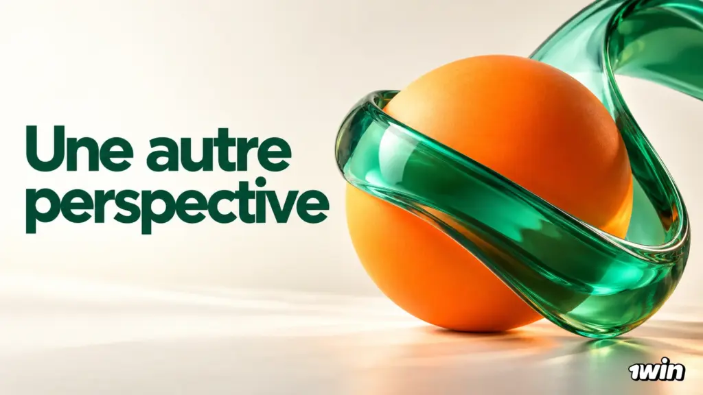 Sphère orange entourée de formes vertes translucides.