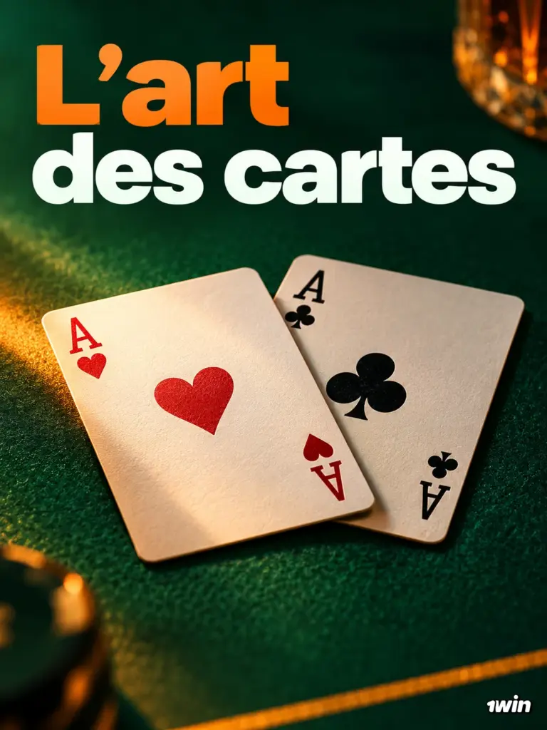 Deux as sur une table verte avec le message L’art des cartes.